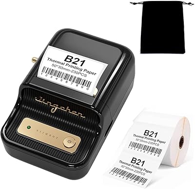 Imprimante d'étiquettes de codes-barres b21, imprimante d'étiquettes portable avec ruban, étiqueteuse thermique