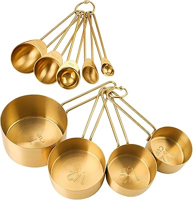 Ensemble de tasses et cuillères à mesurer en or 9 pièces métal ensemble