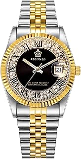Montre unisexe à quartz en acier inoxydable avec aiguilles saphir, or rose/cadran blanc