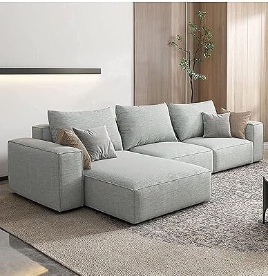 Ensemble canapé en tissu pour meuble de salon (trois places) (gris clair)