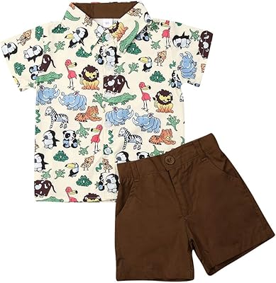 Un ensemble short pour jeunes garçons composé d'un short à imprimé animal