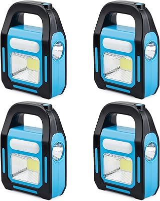 Paquet de 4 lampes de poche solaires rechargeables 3 en 1 avec lampe