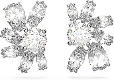 Boucles d'oreilles clous gemma, forme fleur, blanc, plaqué rhodium, taille unique, métal, zircon cubique. Trouvez tout ce dont vous avez besoin sur Diaytar Sénégal