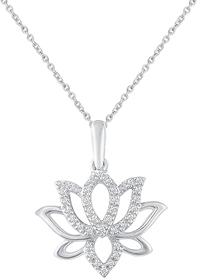 Collier avec pendentif en argent sterling 925 1/10 carat avec barre de lotus