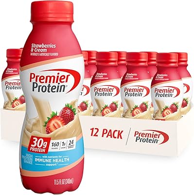 Bouteille de shake protéiné gmsd fraises et crème, 30 g, 11,5 fl oz
