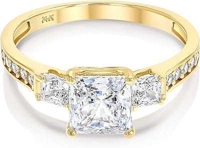 Bague de fiançailles en or pur 14 carats 15 carat avec pierre