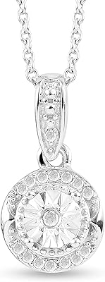 Collier de diamants 0,10 carat pour femme, argent sterling 925, bijoux élégants, cadeaux
