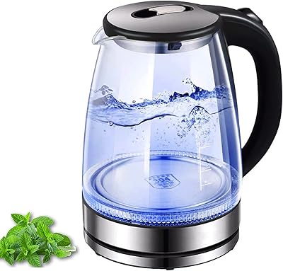 Bouilloire électrique en verre sans bpa 17 l ébullition rapide acier