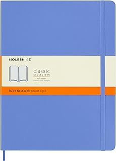 Cahier moleskine classic, taille xl, ligné, bleu cubain, couverture souple (7,5 x 9,75)