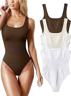 Ensemble de body côtelé sans manches à col carré pour femme - body sexy sans manches 3 pièces (couleur : beige marron et blanc, taille : l). Toutes les catégories, tous les prix sur Diaytar