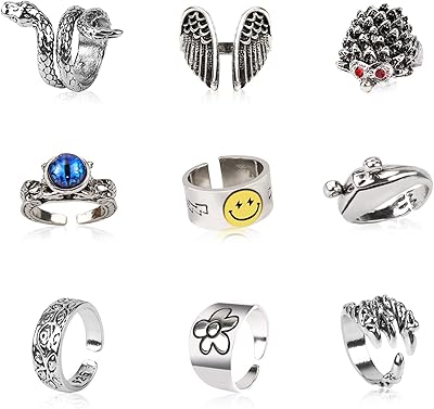 Ensemble de bagues plaquées argent pack ouvertes en forme d'animal mignon