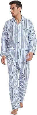 Ensemble pyjama pour homme, ensemble de vêtements de nuit tricoté 100 % coton