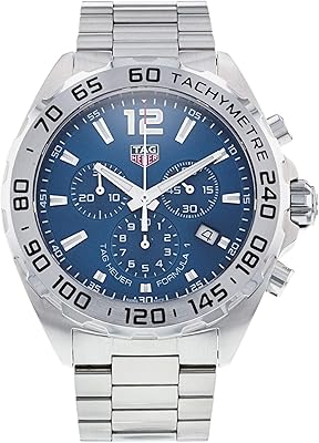 Montre pour homme formule 1 avec cadran bleu, bracelet en acier inoxydable