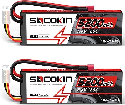 Socokin 2s 5200mah 80c 7.4v lipo batterie avec étui rigide prise deans