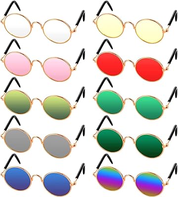 Lunettes de soleil rondes en métal rétro mignonnes et drôles pour animaux
