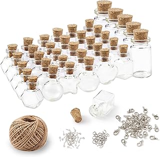 35pcs petites mini bouteilles en verre transparent avec bouchons en liège et bouteilles