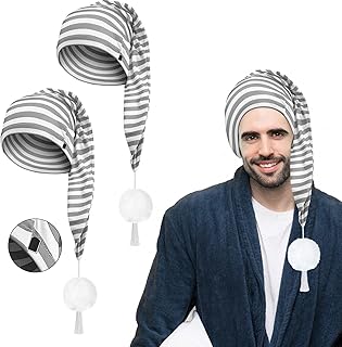2 pièces chapeaux de noël rayés chapeaux de pyjama réglables avec boule