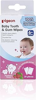 Lingettes humides pigeon baby pour dents et gencives, 20 lingettes (fraise)