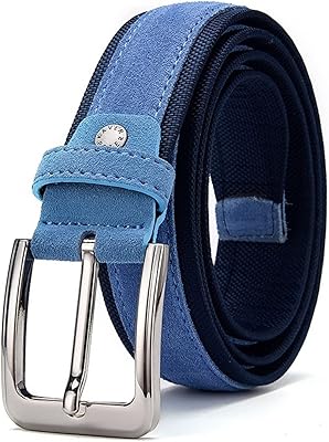 Ceinture en cuir suédé tressé pour hommes gentry avec boucle ardillon bleue, ceinture