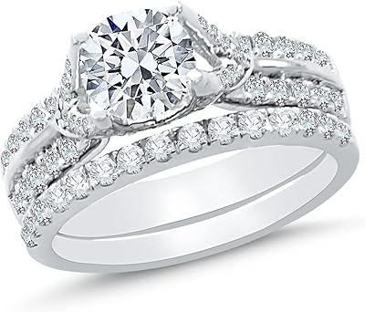 Bague de fiançailles diamant solitaire 4 carats pour femme en argent sterling 925