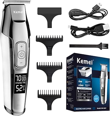 Tondeuse à cheveux sans fil kemei pour hommes, tondeuse à cheveux électrique professionnelle