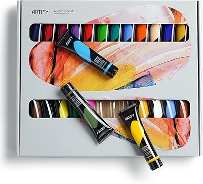 Peinture acrylique artify ensemble de 24 couleurs (129 oz 38 ml) avec une boîte
