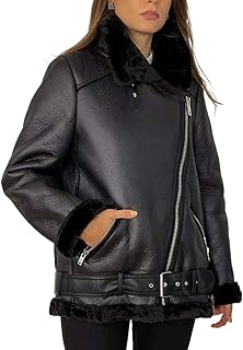 Veste d'hiver en cuir pour femme zapora, manteau épais en fausse fourrure, blouson