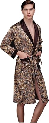 Chemise de nuit longue et légère en satin de soie pour hommes