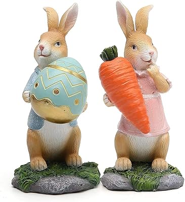 Décorations de pâques oko's ®, 2 figurines mignonnes de lapin de pâques, décorations