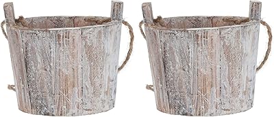 Général 2 pièces seau à plantes en bois fleurs rustiques plantes aquatiques souhait