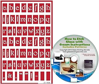 Pochoirs de gravure sur verre réutilisables lettres minuscules + cd comment graver
