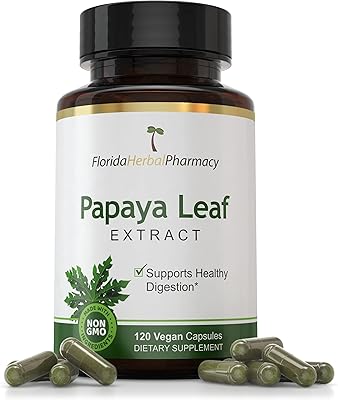 Florida herbal pharmacy, capsules d'extrait de feuille de papaye 10:1 (120 capsules)