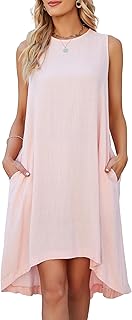Robe décontractée sans manches pour femmes, col rond, robe d'été fine en coton
