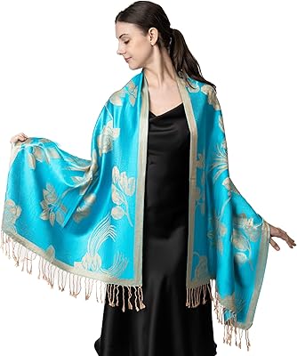 Châle pashmina réversible à décoration florale bicolore aklea pour femme, taille unique