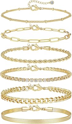 Bracelets plaqués or véritable 14 carats pour femmes bracelets à chaîne pour adolescentes