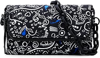 Sac bandoulière en toile desigual d'accessoires, noir, noir, noir