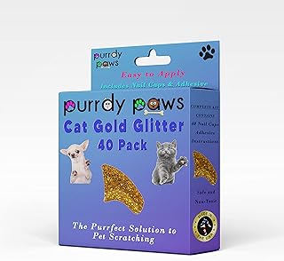 Purdie paws 40 pièces couvre-ongles doux pour pattes de chat, or brillant, taille