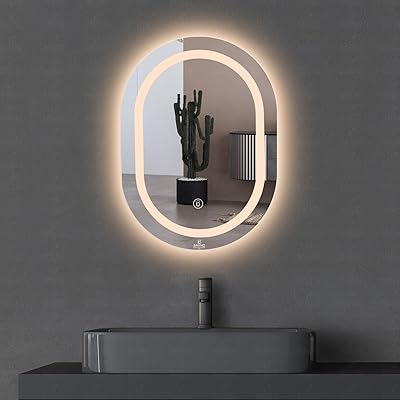 Miroir b bagno 80 x 60 cm, multi-led, ovale bml12, miroir de courtoisie