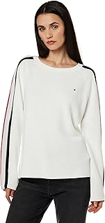 Pull à col en n rayé ouvert de conception internationale tommy hilfiger