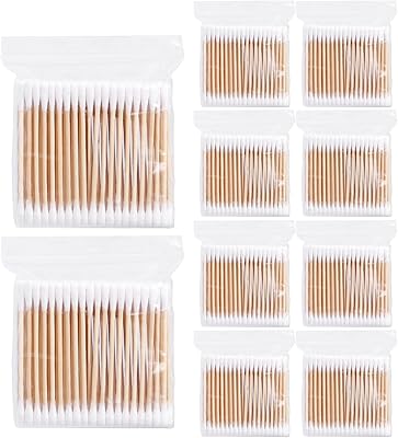1000 pièces cotons-tiges avec bâton en bois à double extrémité et tampons