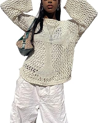 Pull surdimensionné ajouré pour femmes, manches longues, imprimé croix punk, pull gothique déchiré