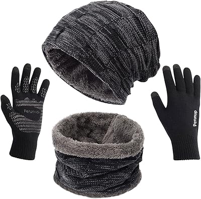 Maylisacc bonnet d'hiver en tricot, écharpe chauffante et gants pour écran tactile, ensemble