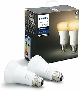 Philips hue white [edison screw e27] lumière d'ambiance led avec ampoule intelligente, double