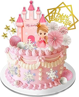 19 pièces de décoration de gâteau princesse en forme de château pour filles