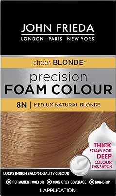 John frieda micro foam color, blond naturel moyen, 8n, kit de coloration capillaire