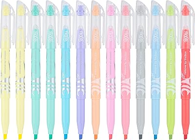 Pilot pan 16258 marqueurs pastel effaçables frixion, pointe biseautée, couleurs d'encre assorties, 14