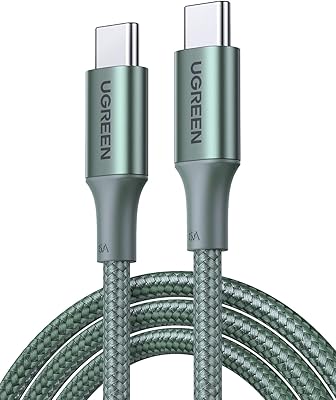 Câble usb c ugreen vert, 2 mètres de long, câble tressé 100w