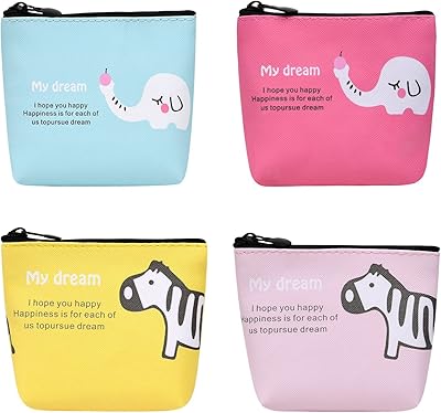 4pcs porte-monnaie mini portefeuille de dessin animé animaux mignons sac