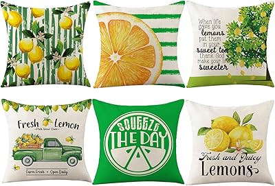 Moobki 6 pièces housses de coussin citron 18 x pouces décoratives aux couleurs