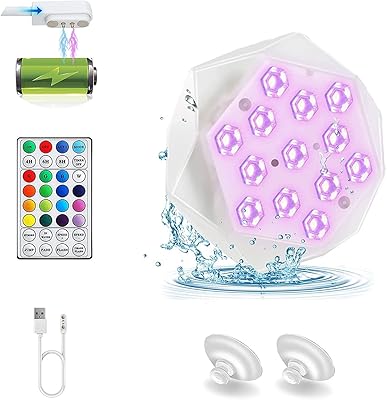 Lumière de piscine magnétique rechargeable et étanche ip68 13 perles led